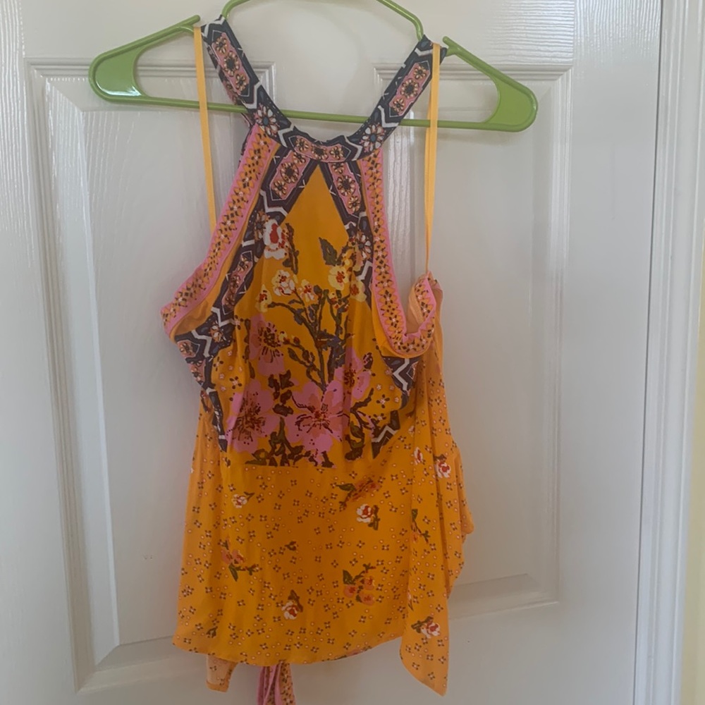 Free People Floral Print Tank Top - Orange and Pink - Picture 3 of 4